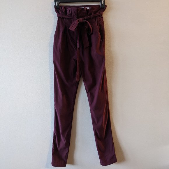 LOVE TREE - Plum High Waited Tie Front Pant - Size Small - Picture 1 of 6